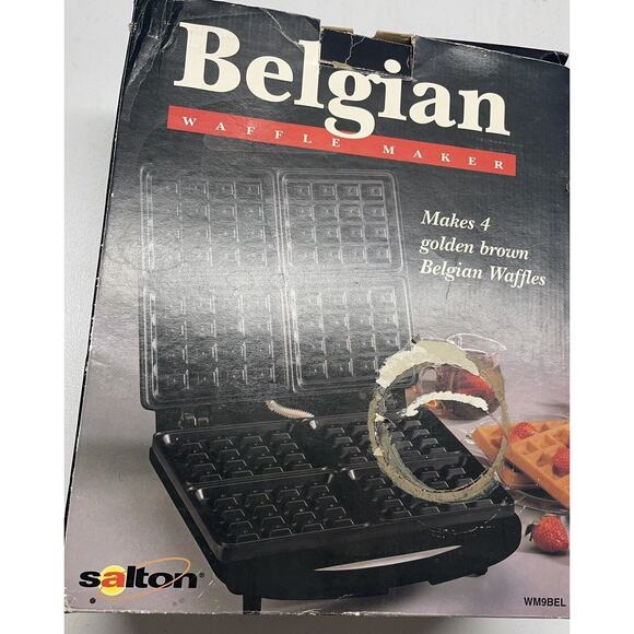 New In box SALTON "Belgian Waffle Maker" #WM9BEL /Bakes 4 Belgian Waffles - Picture 3 of 3